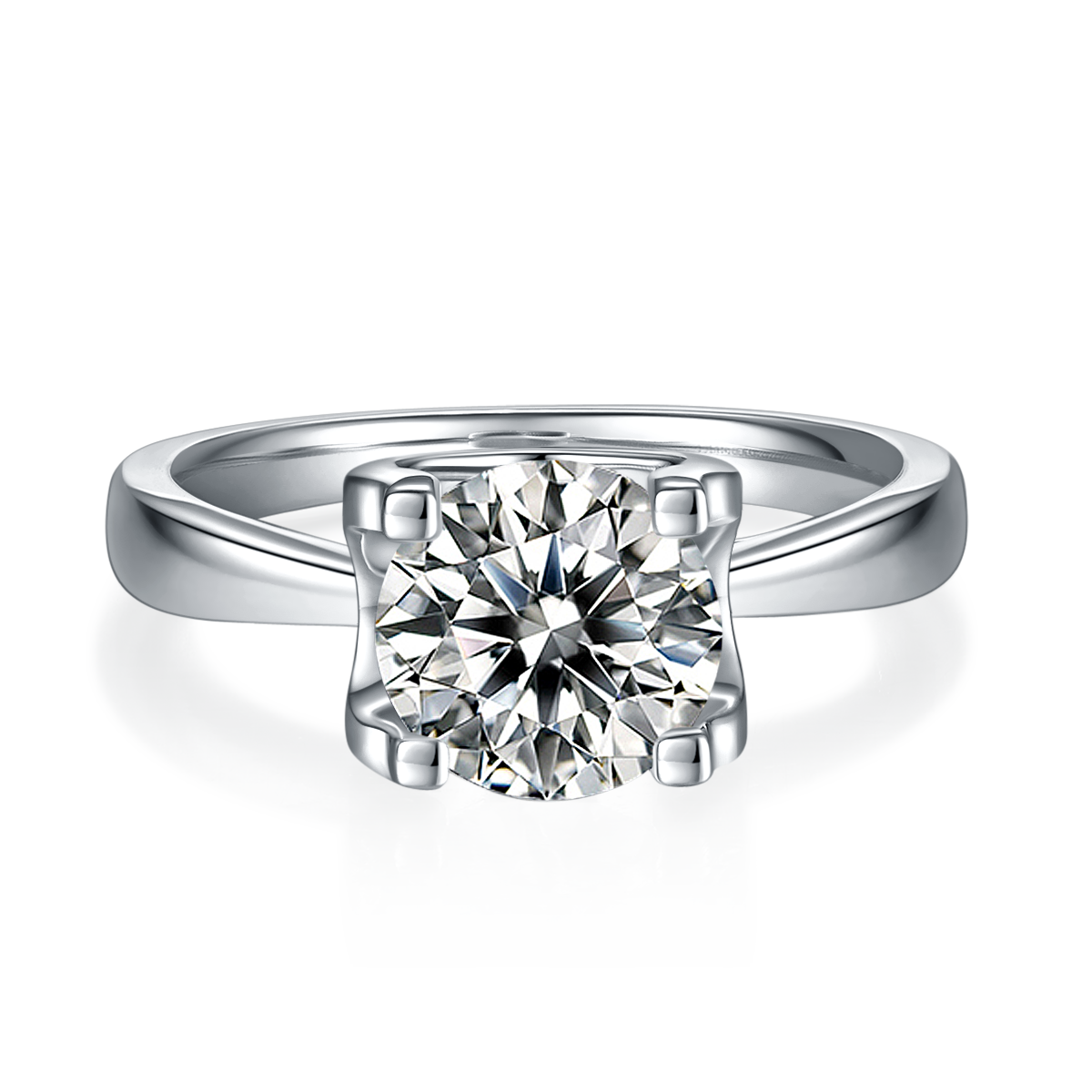 Classic Bullhead S925 Silver Plated Platinum Moissanite Diamond Women's Ring 2.0 Carat D-Class